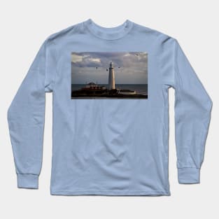 St Mary's Island and lighthouse Long Sleeve T-Shirt